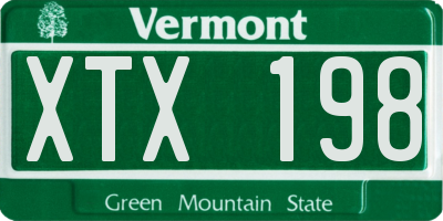 VT license plate XTX198