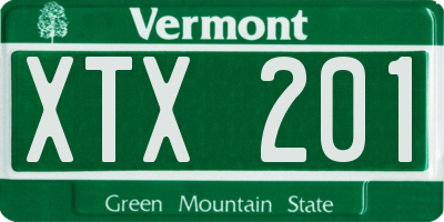 VT license plate XTX201