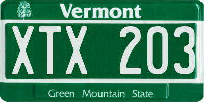 VT license plate XTX203