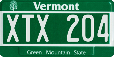 VT license plate XTX204
