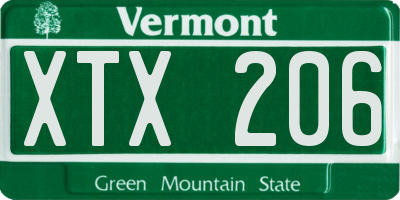 VT license plate XTX206