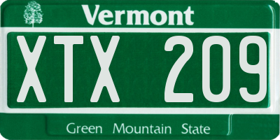 VT license plate XTX209