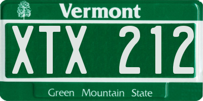VT license plate XTX212