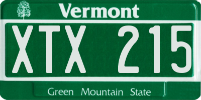 VT license plate XTX215