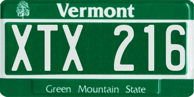 VT license plate XTX216