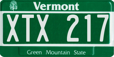 VT license plate XTX217