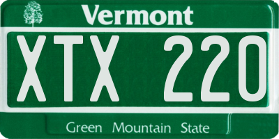 VT license plate XTX220