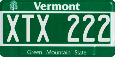 VT license plate XTX222