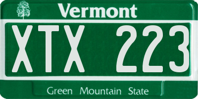 VT license plate XTX223