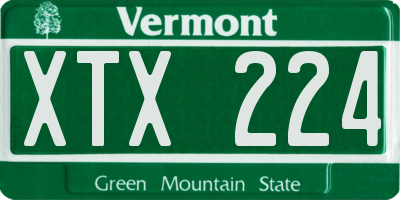 VT license plate XTX224