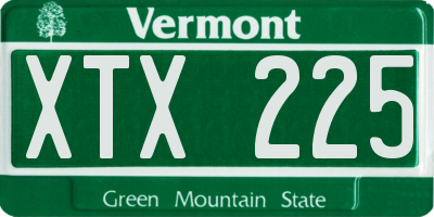 VT license plate XTX225