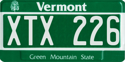 VT license plate XTX226