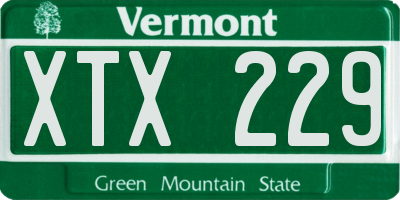 VT license plate XTX229