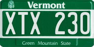 VT license plate XTX230