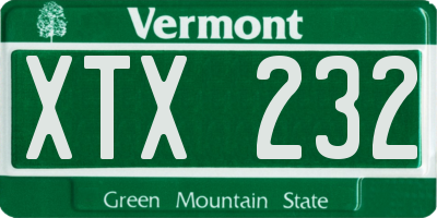 VT license plate XTX232