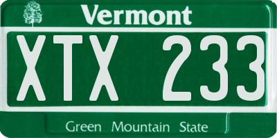 VT license plate XTX233