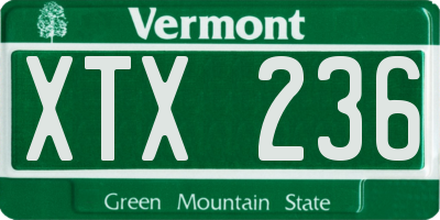 VT license plate XTX236