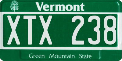 VT license plate XTX238