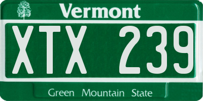 VT license plate XTX239