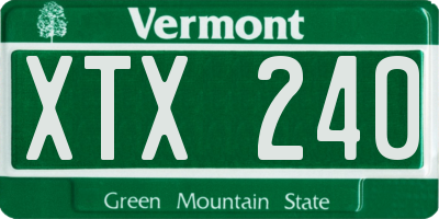 VT license plate XTX240