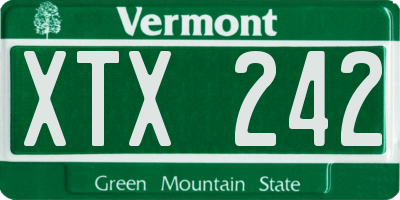 VT license plate XTX242