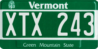 VT license plate XTX243