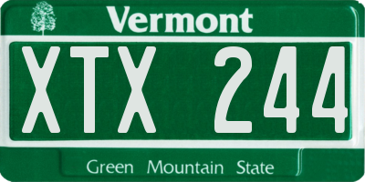 VT license plate XTX244