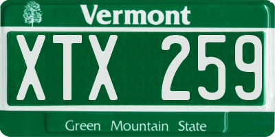 VT license plate XTX259