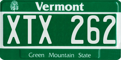 VT license plate XTX262