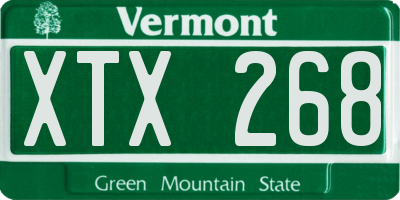 VT license plate XTX268