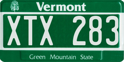 VT license plate XTX283