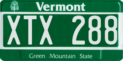 VT license plate XTX288