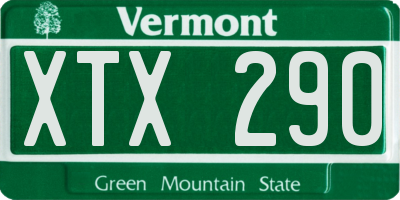 VT license plate XTX290