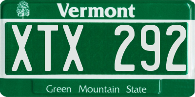 VT license plate XTX292