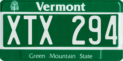 VT license plate XTX294