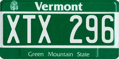 VT license plate XTX296