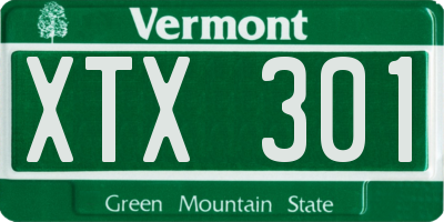 VT license plate XTX301