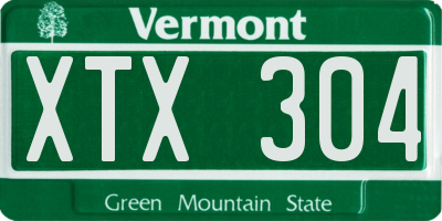 VT license plate XTX304
