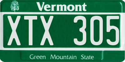 VT license plate XTX305