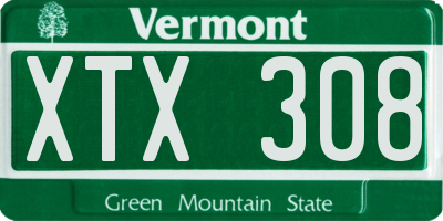 VT license plate XTX308