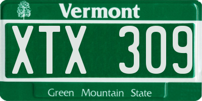 VT license plate XTX309