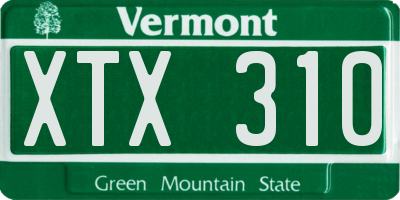 VT license plate XTX310