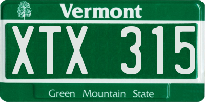 VT license plate XTX315
