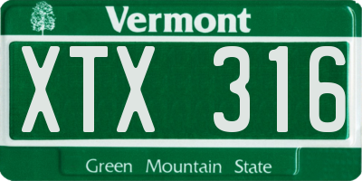 VT license plate XTX316