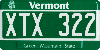 VT license plate XTX322