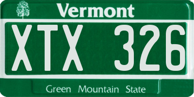 VT license plate XTX326