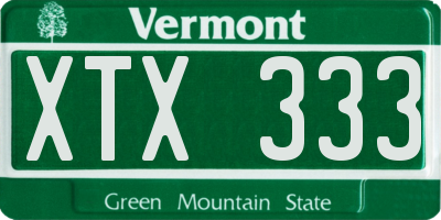 VT license plate XTX333