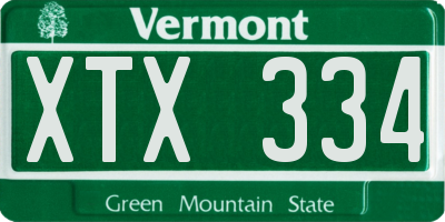 VT license plate XTX334