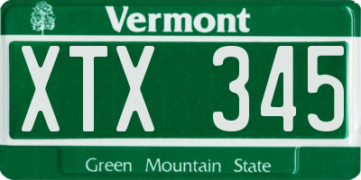 VT license plate XTX345