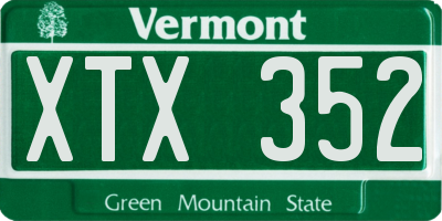 VT license plate XTX352